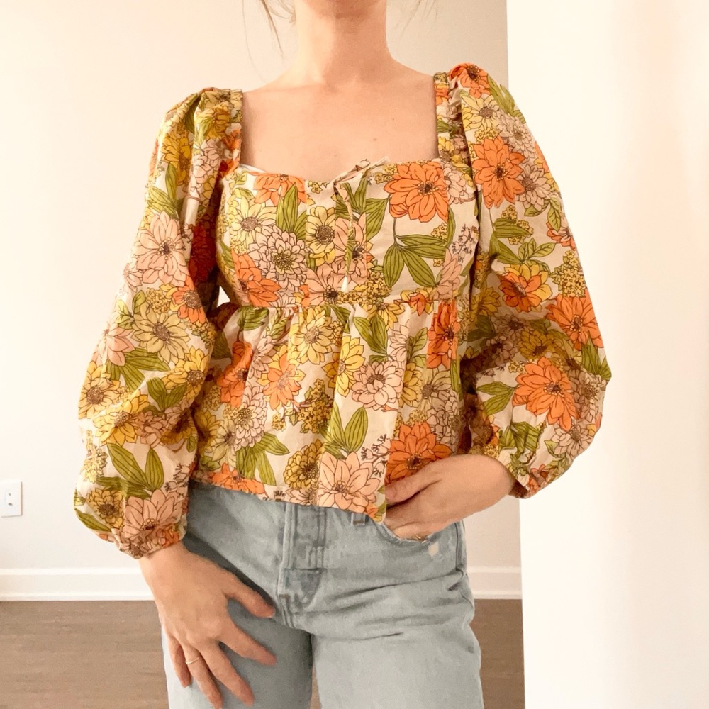 Floral Puff Sleeve Top
